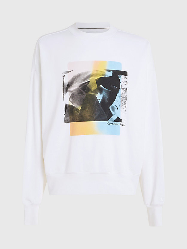 BRIGHT WHITE Oversized Photo Print Sweatshirt for men CALVIN KLEIN JEANS