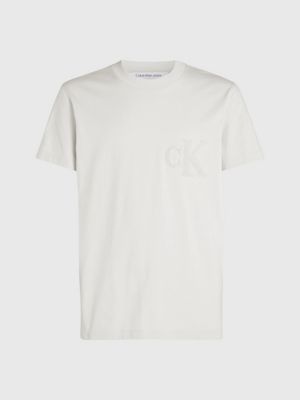 beige relaxed colour block t-shirt for men calvin klein jeans