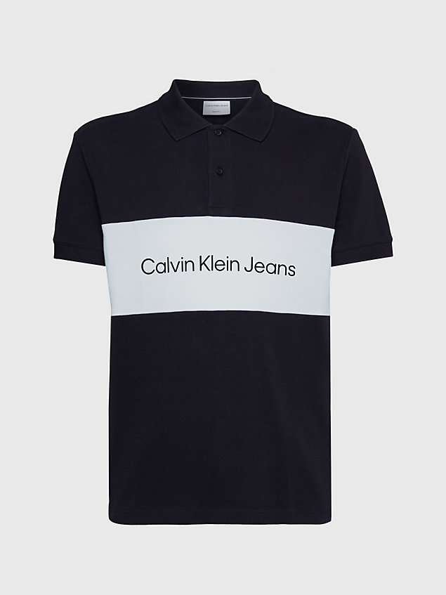 white colour block polo shirt for men calvin klein jeans