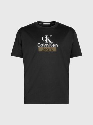 black plus size relaxed logo t-shirt for men calvin klein jeans