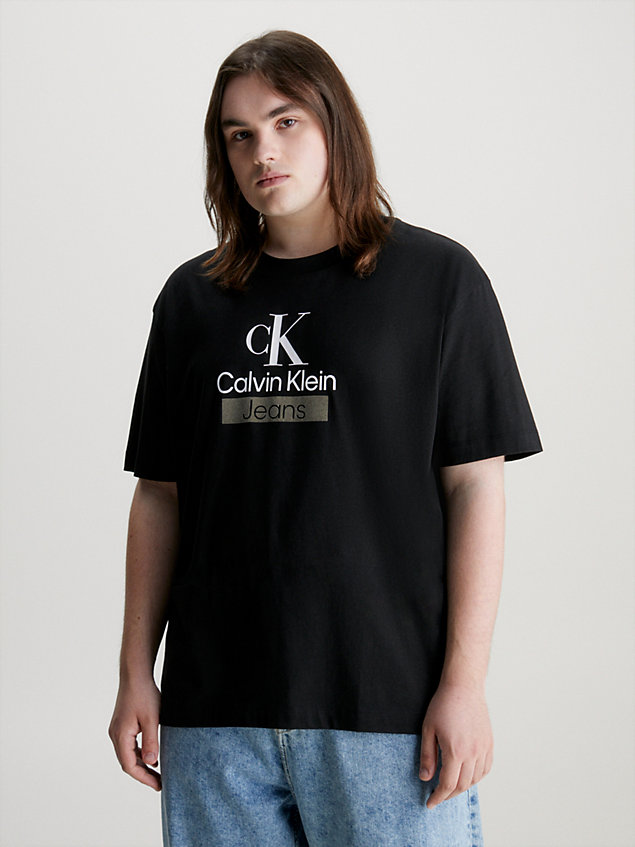 black plus size relaxed logo t-shirt for men calvin klein jeans
