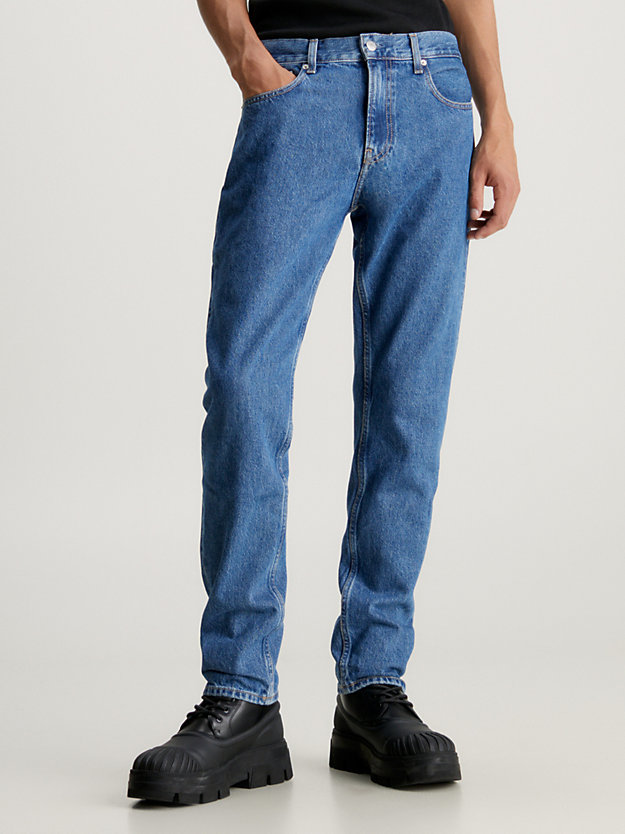 denim medium autentyczne jeansy straight dla mężczyźni - calvin klein jeans