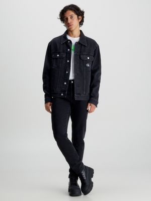 Calvin klein mens black cheap denim jacket