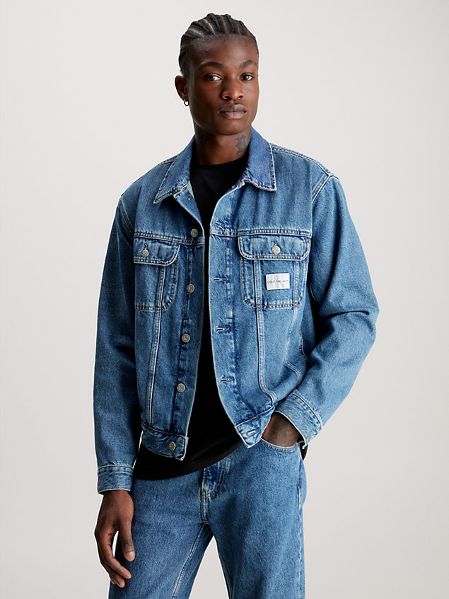 blue 90's denim jacket for men calvin klein jeans
