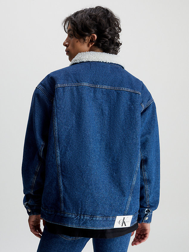 veste en jean et sherpa blue pour hommes calvin klein jeans