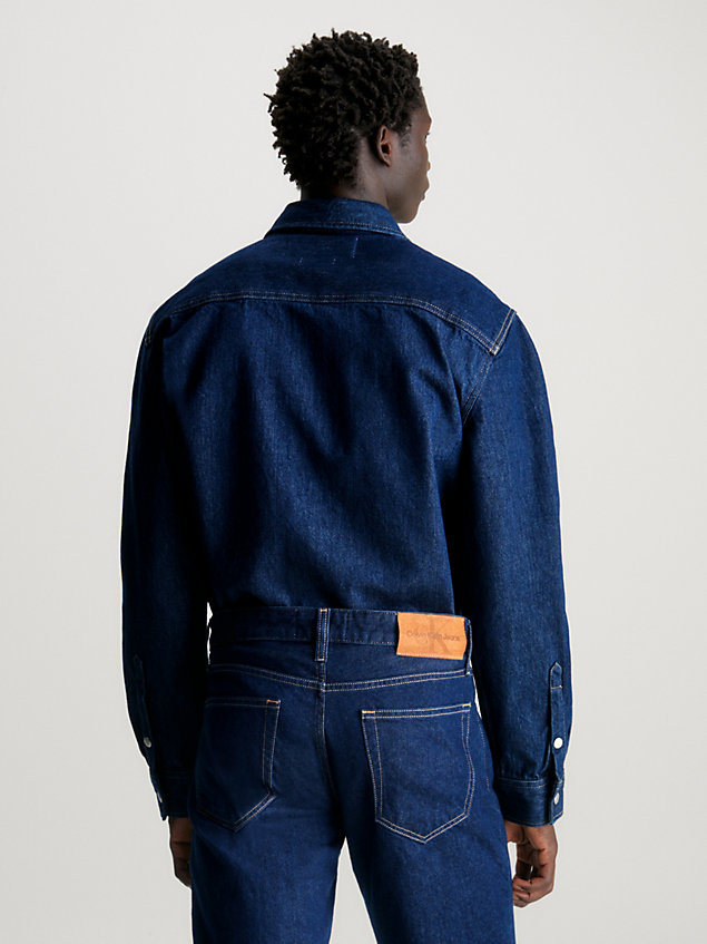 blue swobodna jeansowa koszula dla mężczyźni - calvin klein jeans