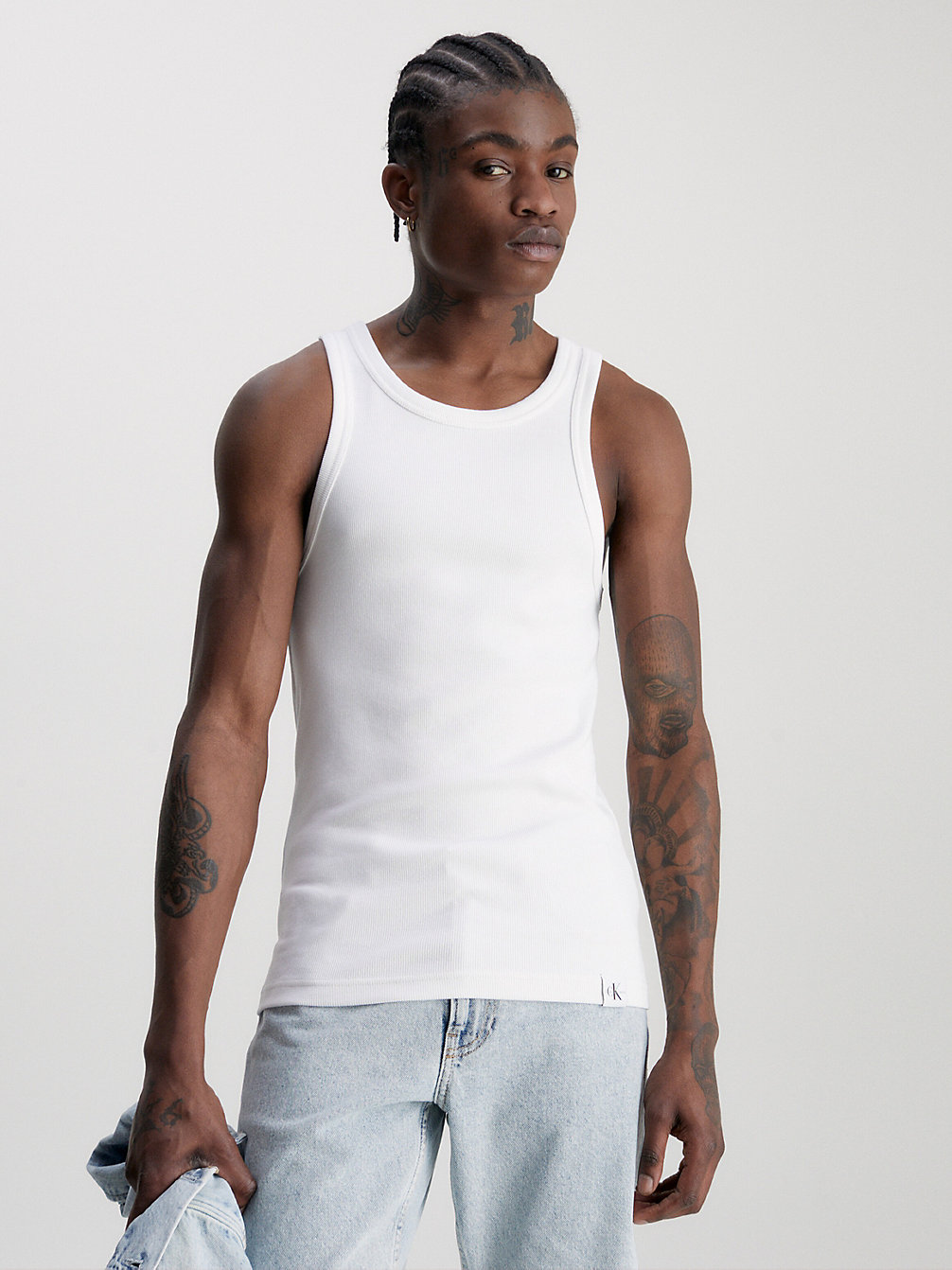 BRIGHT WHITE Slim Rib Tank Top undefined men Calvin Klein