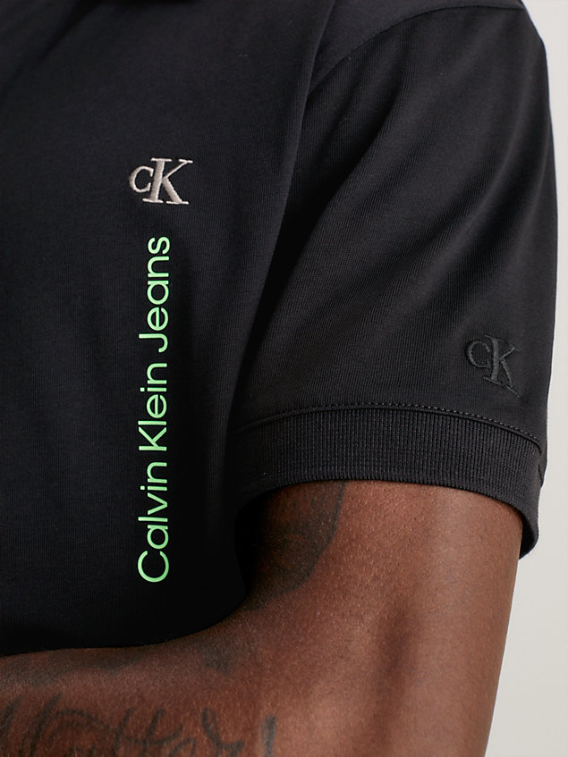 black swobodna koszulka polo dla mężczyźni - calvin klein jeans