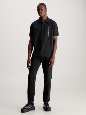 Calvin klein men's black polo deals shirt