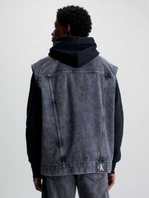 Denim vest with on sale hood