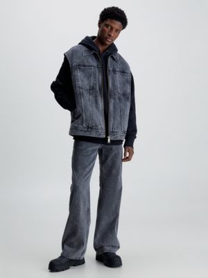 Oversized jean best sale jacket with hoodie