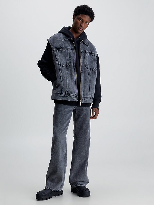 grey oversized denim-weste mit reißverschluss für herren - calvin klein jeans