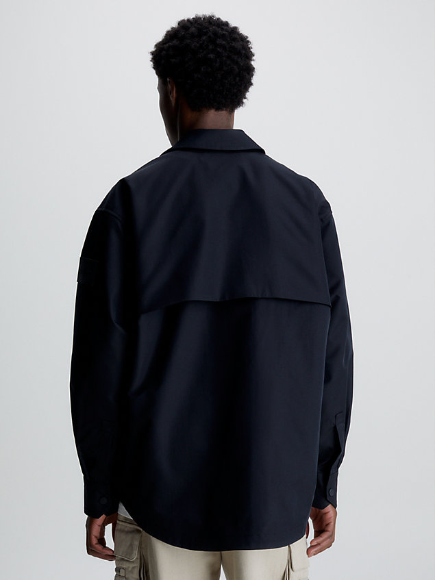 giacca-camicia in morbido twill black da uomo calvin klein jeans