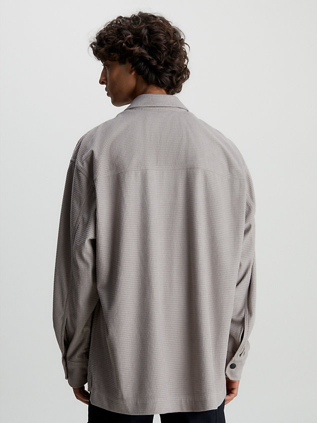grey oversized kordsamt-hemd für herren - calvin klein jeans