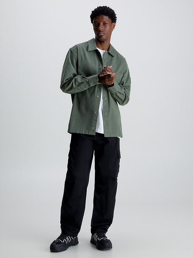 camicia in nylon di cotone multitasche green da uomo calvin klein jeans