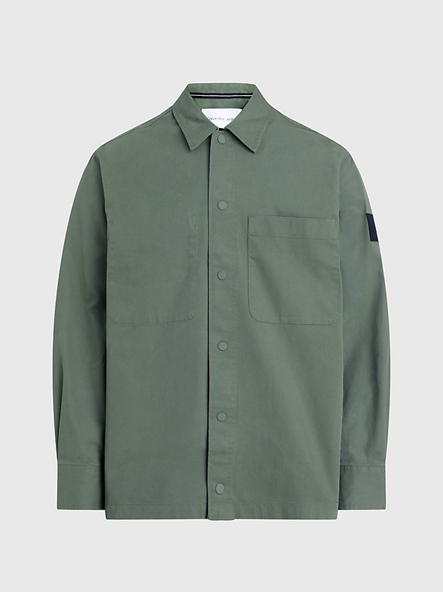 camicia in nylon di cotone multitasche green da uomo calvin klein jeans