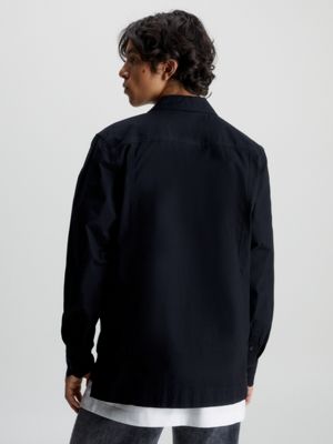 black relaxed canvas ripstop shirt for men calvin klein jeans