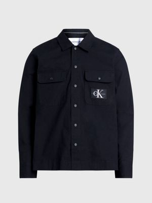 black relaxed canvas ripstop shirt for men calvin klein jeans