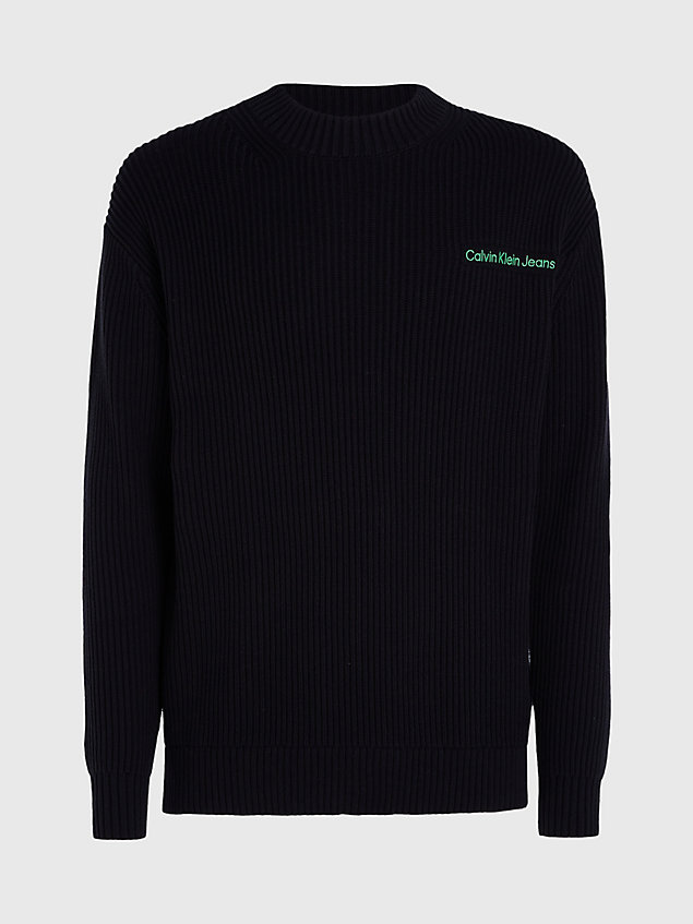 black sweter bawełniany logo tape dla mężczyźni - calvin klein jeans