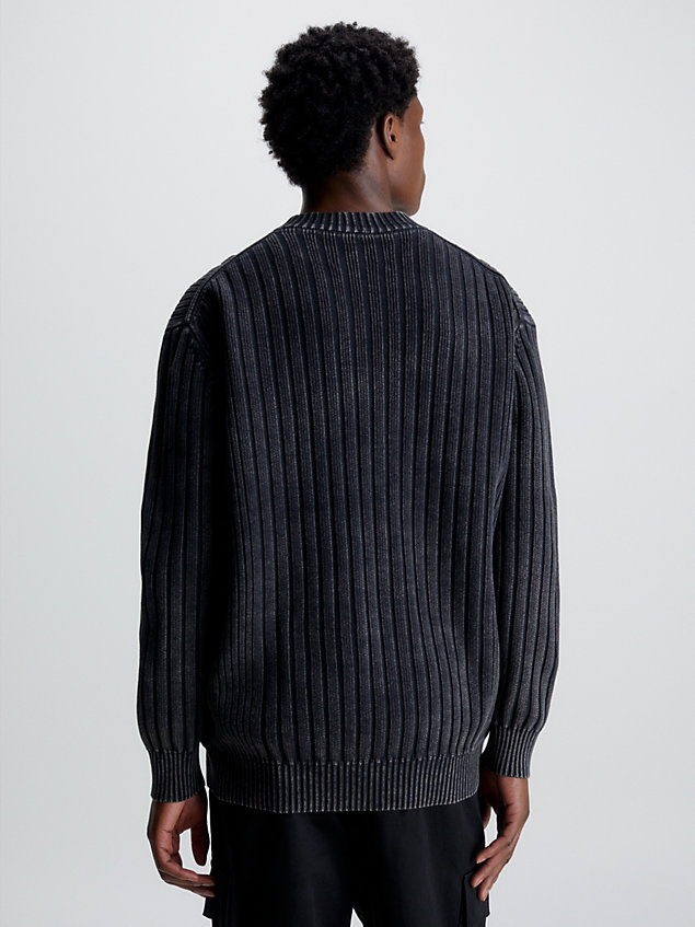 black swobodny sweter z czesanej bawełny dla mężczyźni - calvin klein jeans