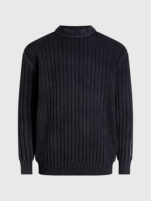 black relaxed combed cotton jumper for men calvin klein jeans