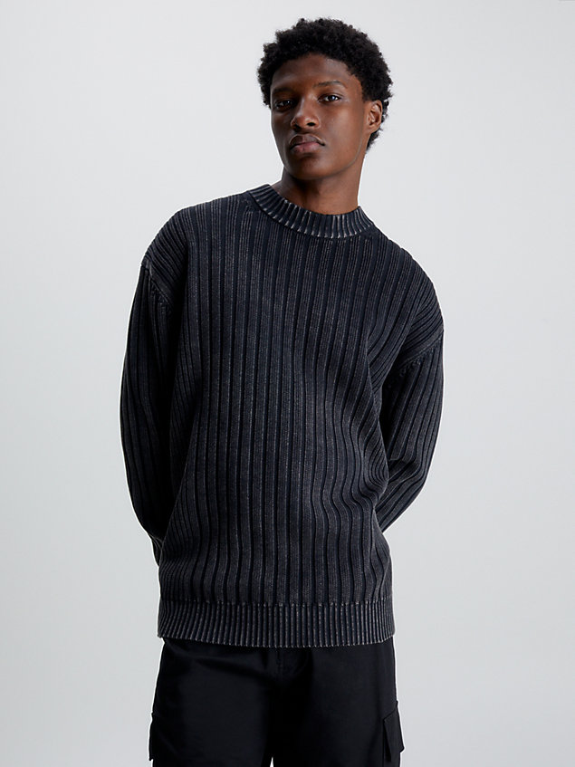 maglione in cotone pettinato taglio relaxed black da uomo calvin klein jeans
