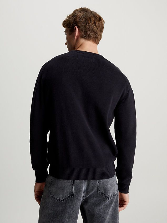 maglione in maglia di cotone black da uomo calvin klein jeans