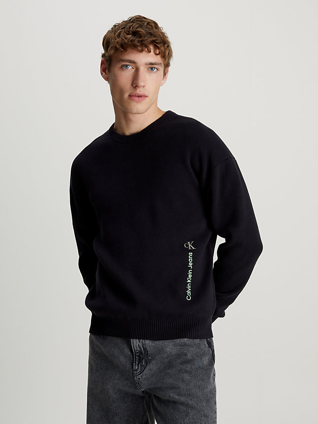 ck black cotton knit jumper for men calvin klein jeans