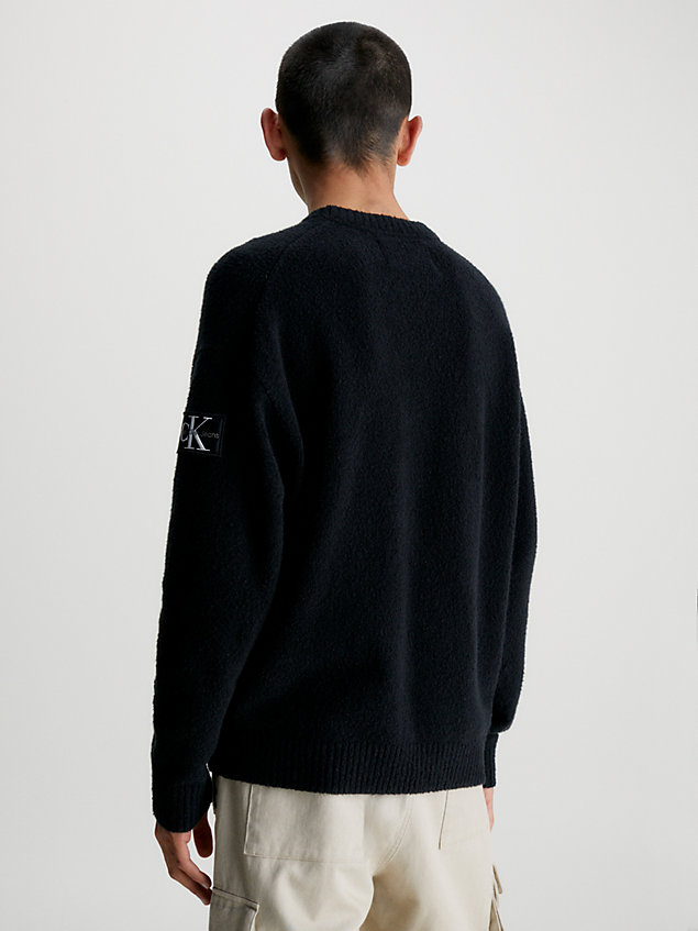 black sweter z miękkiej bawełny bouclé dla mężczyźni - calvin klein jeans