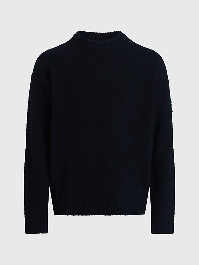 maglione in morbido cotone bouclé black da uomo calvin klein jeans
