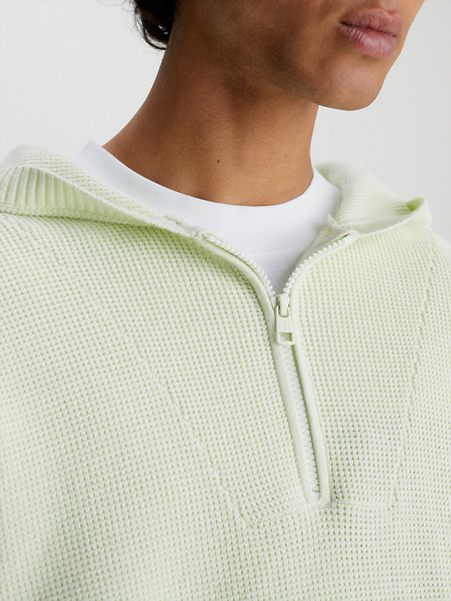 green cotton waffle hooded jumper for men calvin klein jeans