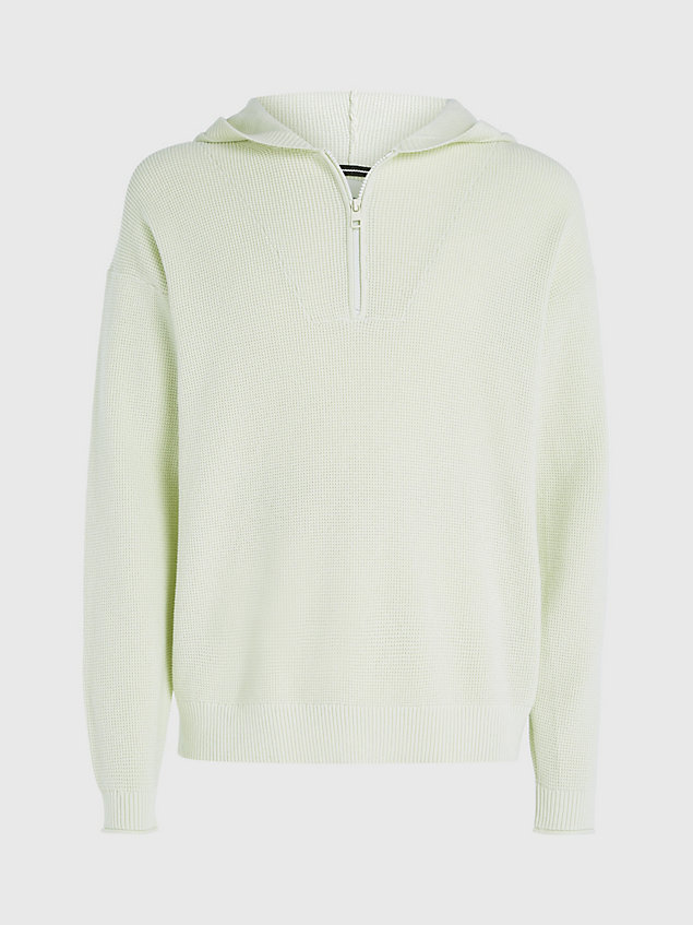 green cotton waffle hooded jumper for men calvin klein jeans