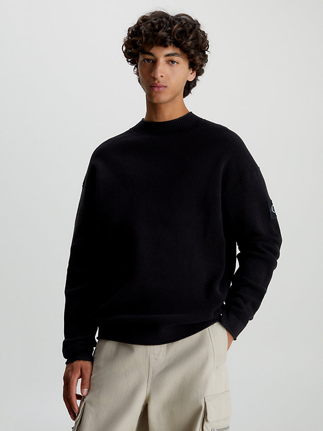 black trui van wafelkatoen voor heren - calvin klein jeans