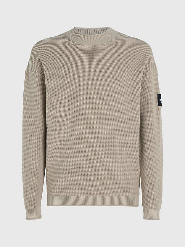 plaza taupe cotton waffle jumper for men calvin klein jeans