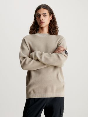 Pull Oversize AllSaints Homme - Col Rond Gaufré - Beige Laine Et Coton - Taille XS