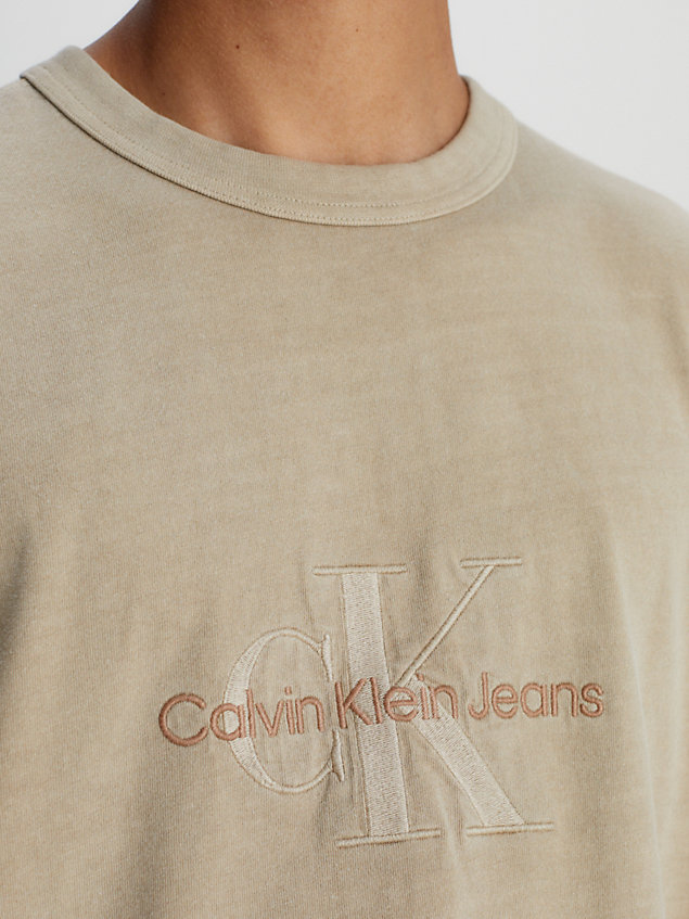 beige cotton monogram t-shirt for men calvin klein jeans