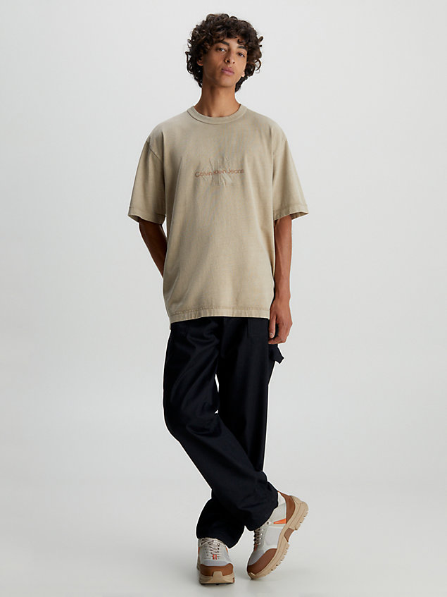 beige t-shirt aus baumwolle mit monogramm für herren - calvin klein jeans