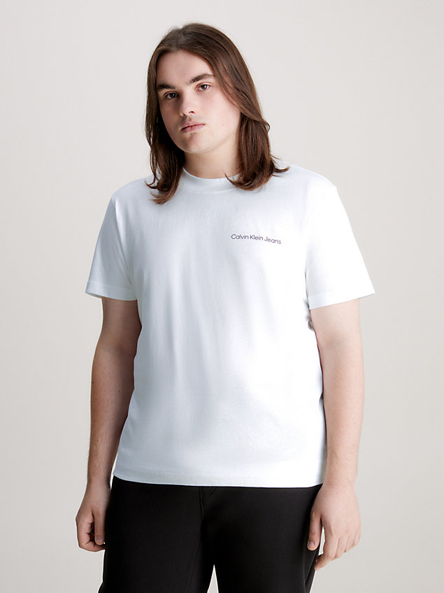 white t-shirt met logo tape voor heren - calvin klein jeans
