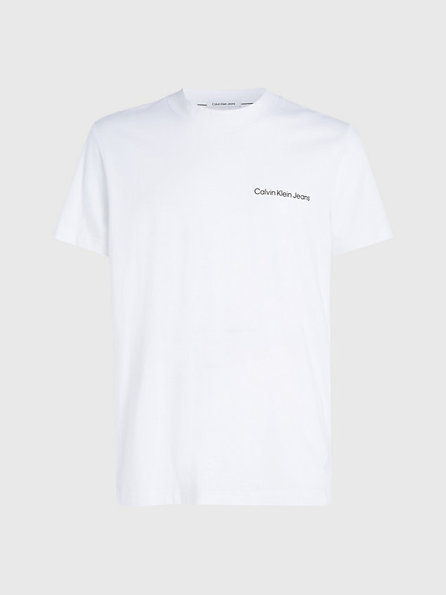 white t-shirt z taśmą z logo dla mężczyźni - calvin klein jeans