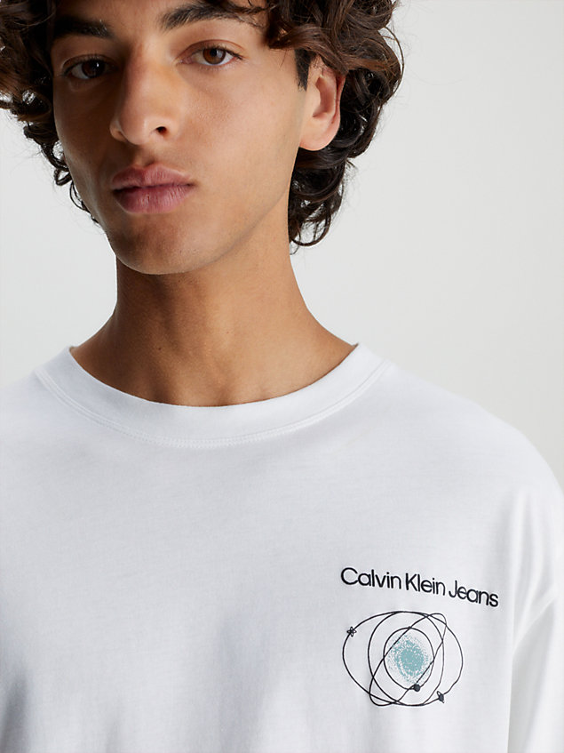 t-shirt a maniche lunghe stampata dietro white da uomo calvin klein jeans