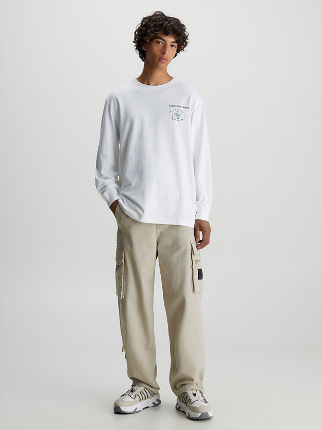 camiseta de manga larga con estampado en la parte trasera white de hombre calvin klein jeans