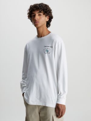Buy Calvin Klein Men White Long Sleeve Logo T-Shirt - NNNOW.com