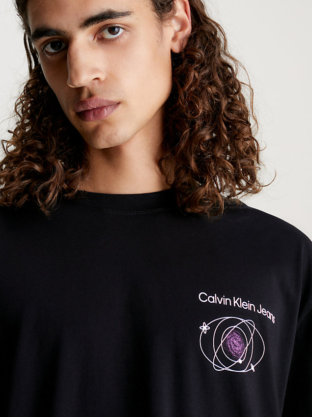 black cotton back logo t-shirt for men calvin klein jeans