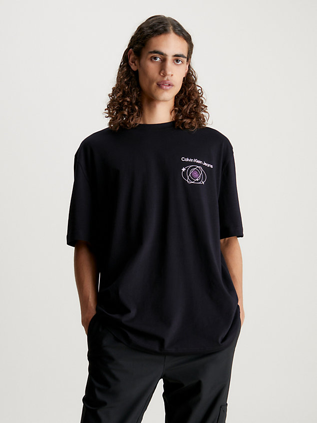 black t-shirt aus baumwolle mit logo am rücken für herren - calvin klein jeans