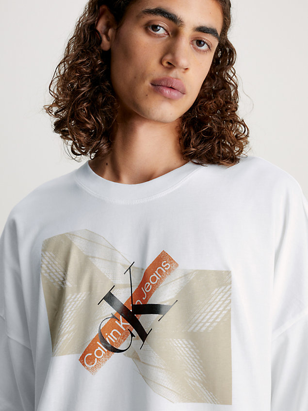 t-shirt surdimensionné avec logo graphique white pour hommes calvin klein jeans