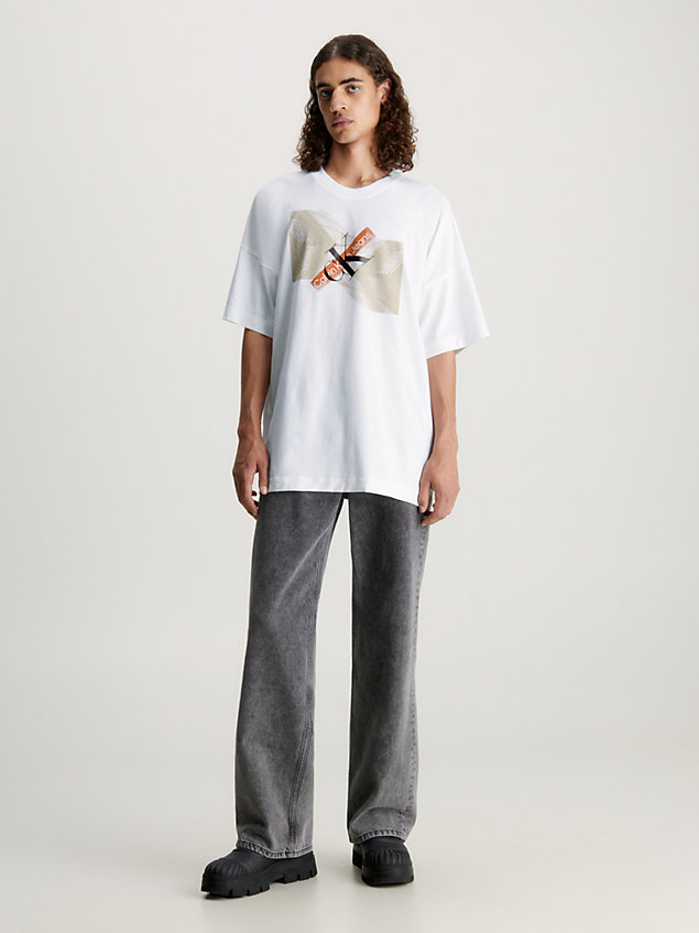 t-shirt surdimensionné avec logo graphique white pour hommes calvin klein jeans