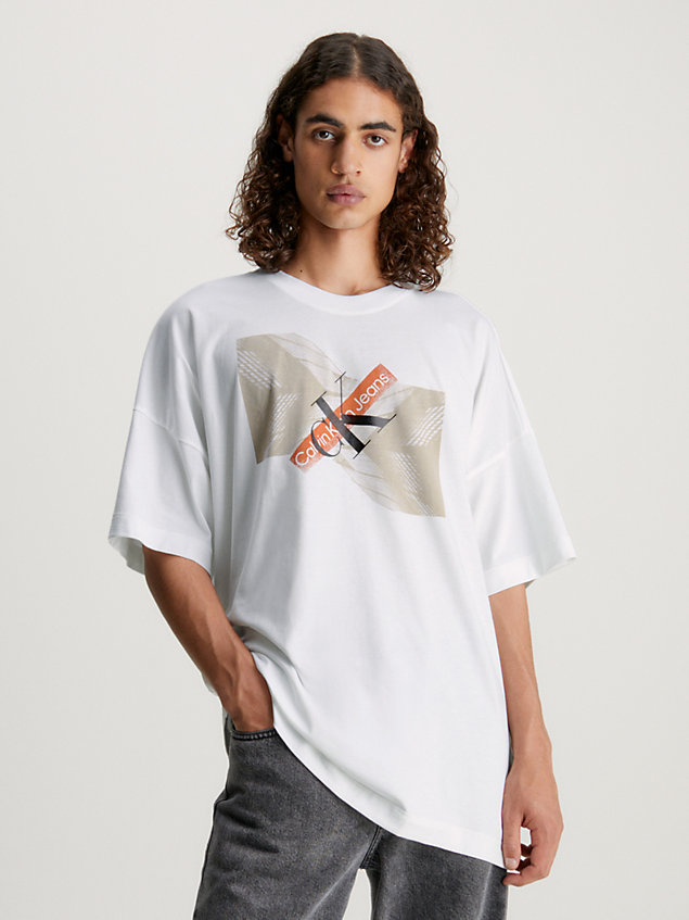 white oversized graphic logo t-shirt for men calvin klein jeans