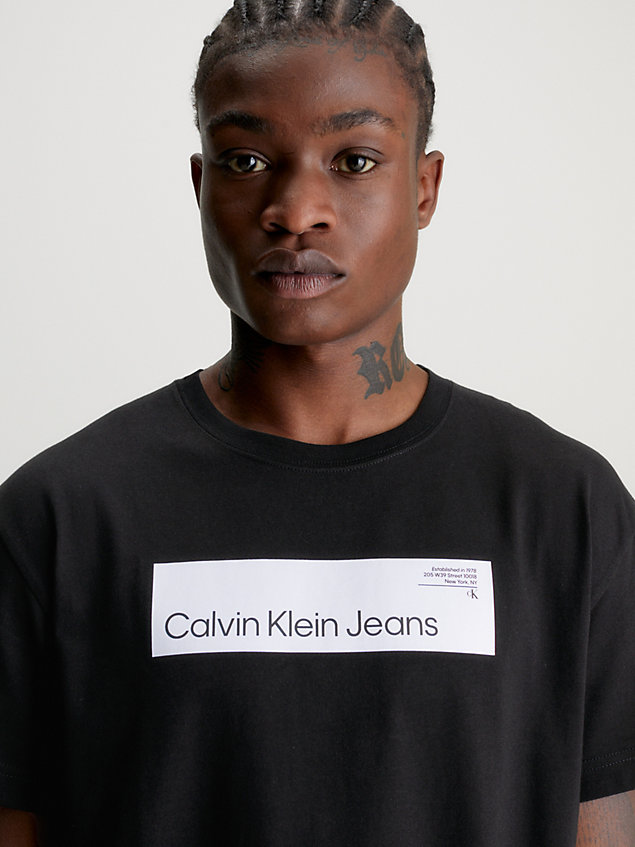 black cotton logo t-shirt for men calvin klein jeans