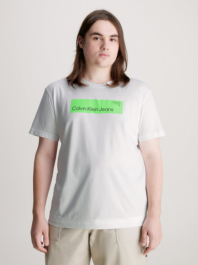 t-shirt con logo in cotone white da uomo calvin klein jeans