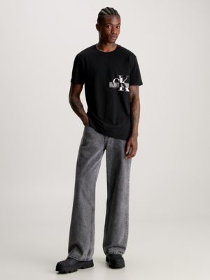 camiseta con monograma black de hombre calvin klein jeans